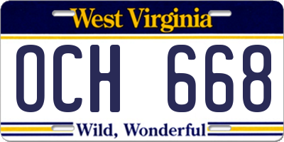 WV license plate OCH668