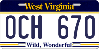 WV license plate OCH670