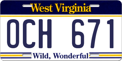 WV license plate OCH671