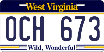 WV license plate OCH673