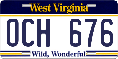 WV license plate OCH676