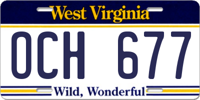 WV license plate OCH677
