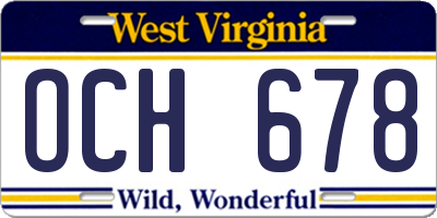 WV license plate OCH678