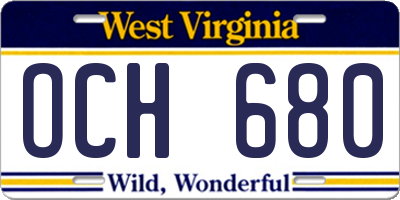 WV license plate OCH680