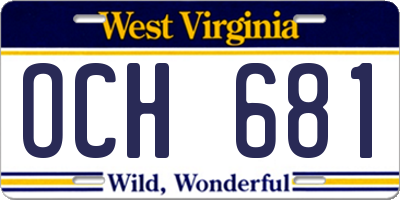 WV license plate OCH681
