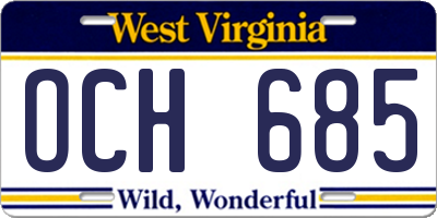 WV license plate OCH685
