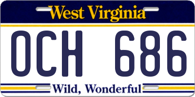 WV license plate OCH686