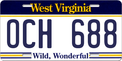 WV license plate OCH688