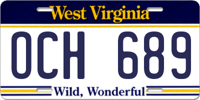 WV license plate OCH689