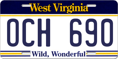 WV license plate OCH690