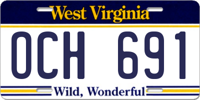 WV license plate OCH691