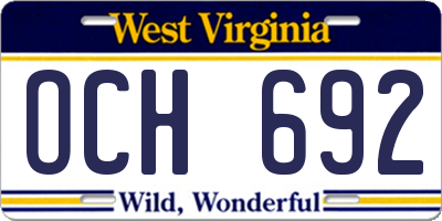 WV license plate OCH692