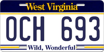 WV license plate OCH693