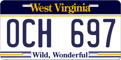 WV license plate OCH697
