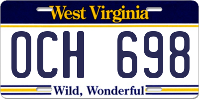 WV license plate OCH698