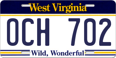 WV license plate OCH702