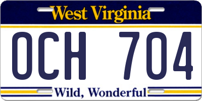 WV license plate OCH704