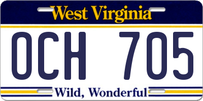 WV license plate OCH705