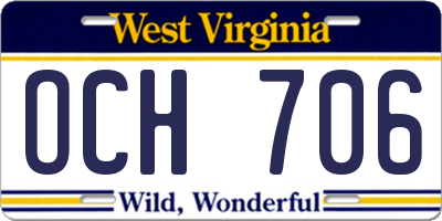 WV license plate OCH706