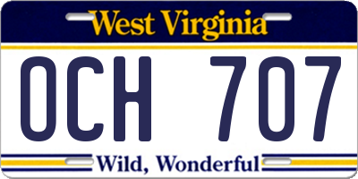 WV license plate OCH707