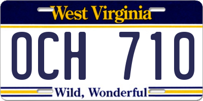 WV license plate OCH710