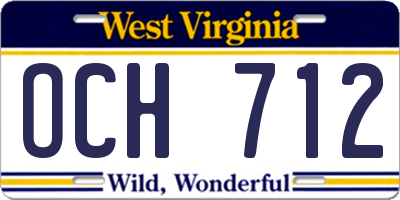 WV license plate OCH712