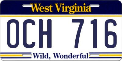 WV license plate OCH716