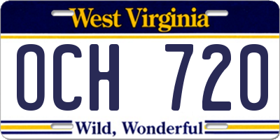 WV license plate OCH720