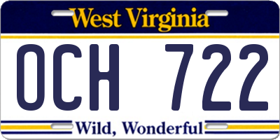 WV license plate OCH722