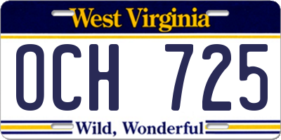 WV license plate OCH725