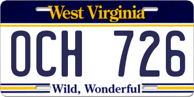 WV license plate OCH726