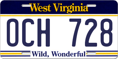 WV license plate OCH728