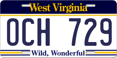 WV license plate OCH729