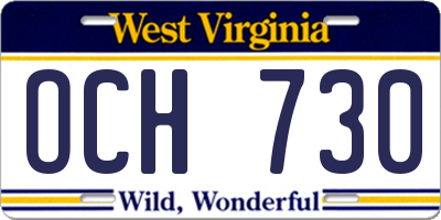 WV license plate OCH730