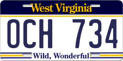 WV license plate OCH734
