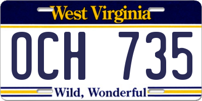WV license plate OCH735