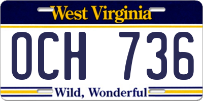 WV license plate OCH736