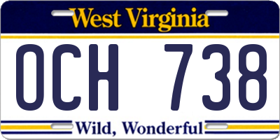 WV license plate OCH738