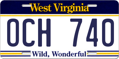 WV license plate OCH740