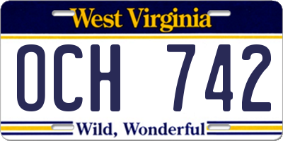 WV license plate OCH742