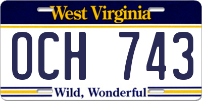 WV license plate OCH743
