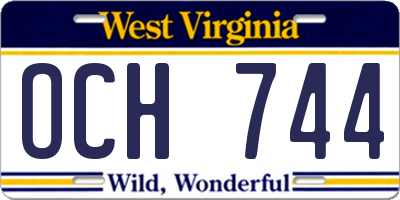 WV license plate OCH744