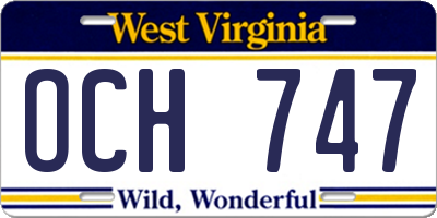 WV license plate OCH747