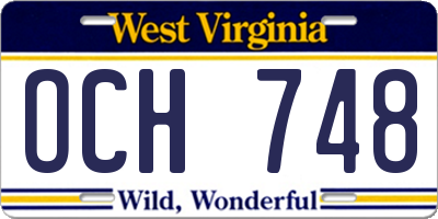 WV license plate OCH748