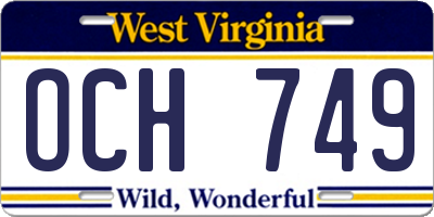 WV license plate OCH749