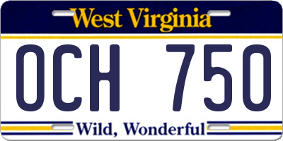 WV license plate OCH750