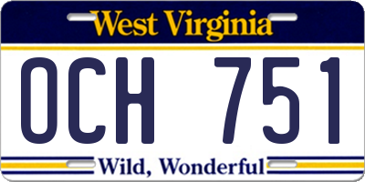 WV license plate OCH751