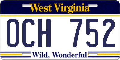WV license plate OCH752