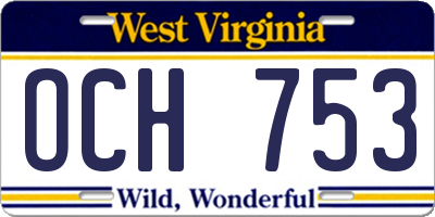 WV license plate OCH753