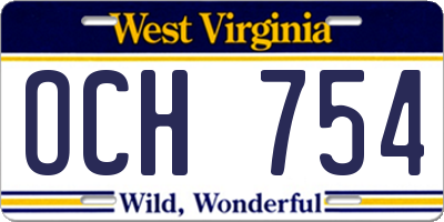 WV license plate OCH754